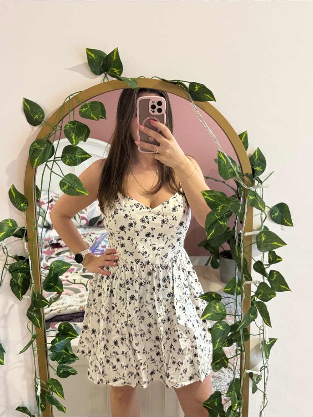 H&M White Floral Mini Dress